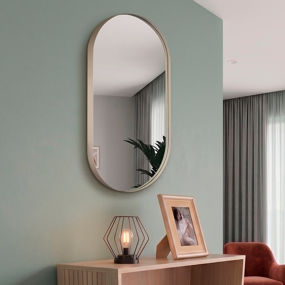 Espejo de Pared Rainbow Taupe 50x100cm Ovalado con Marco En PVC