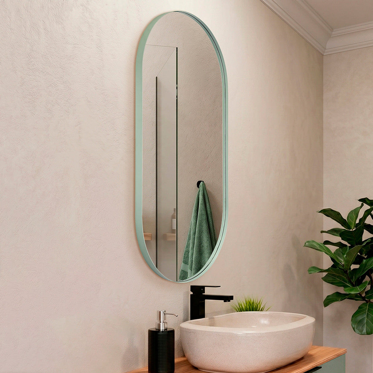 Espejo de Pared Rainbow Agave 50x100cm Ovalado con Marco En PVC