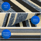 Alfombra Newark Azul 150x100cm Rectangular Suave para Sala De Estar de Lineas