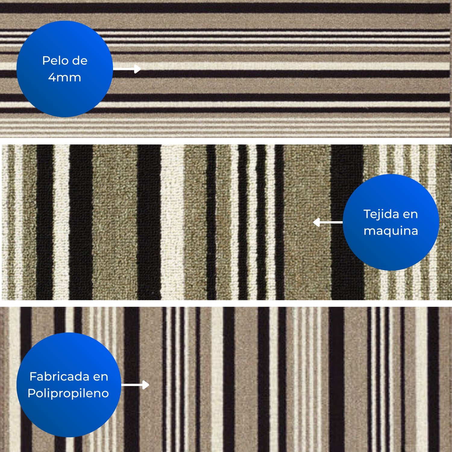 Alfombra Newark Café y Multicolor 150x100cm Rectangular Suave para Dormitorio de Lineas