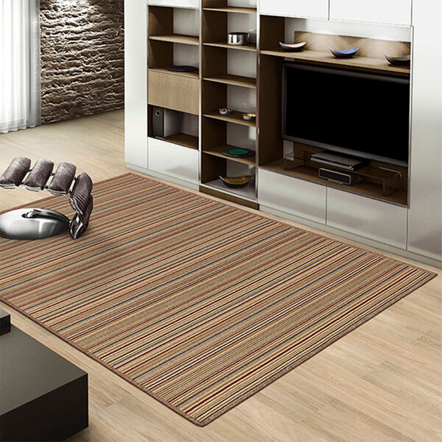 Alfombra Newark Multicolor 150x200cm Rectangular Suave para Sala De Estar de Lineas