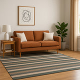 Alfombra California Verde y Cafe 150x100cm Rectangular Suave para Sala De Estar de Lineas
