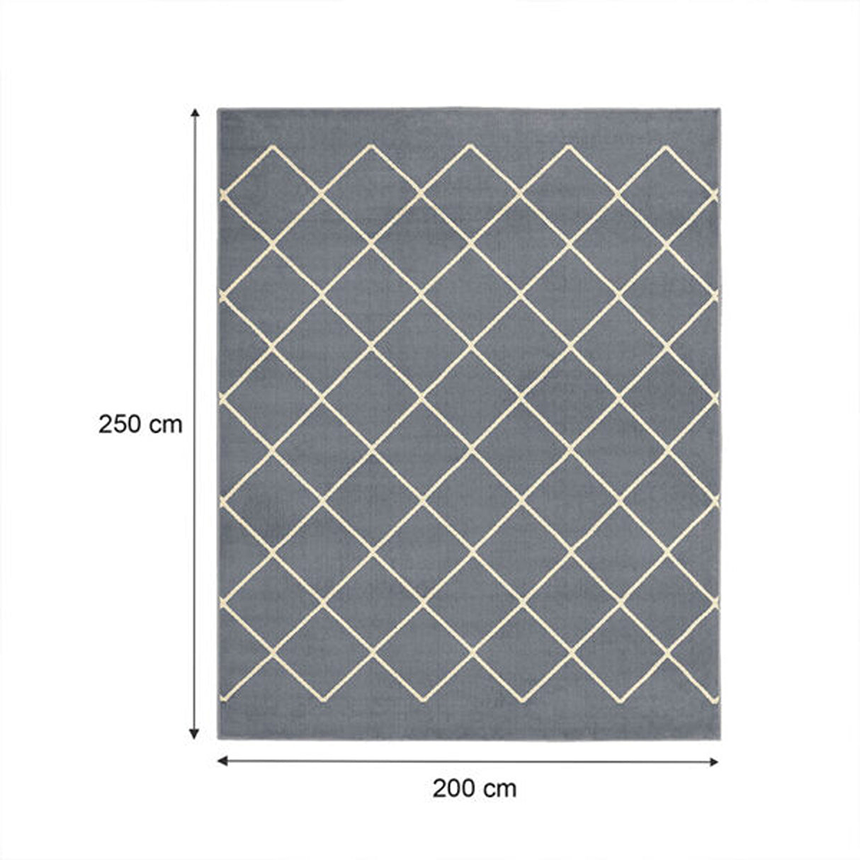 Alfombra Maryland Azul Grisaceo 250x200cm Rectangular Suave para Sala De Estar de Rombos