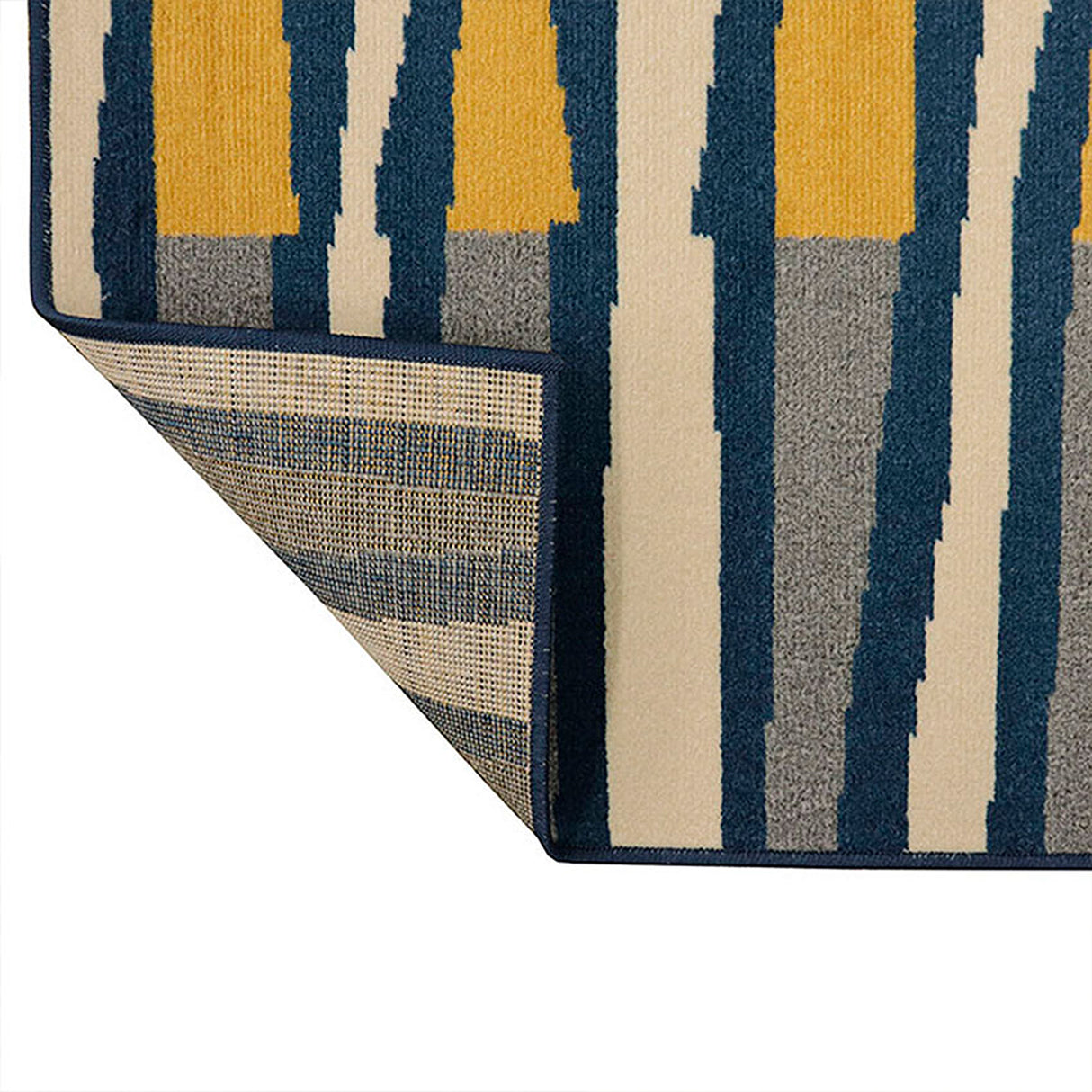 Alfombra Oregon Amarillo y Azul 200x150cm Rectangular Suave para Dormitorio de Lineas
