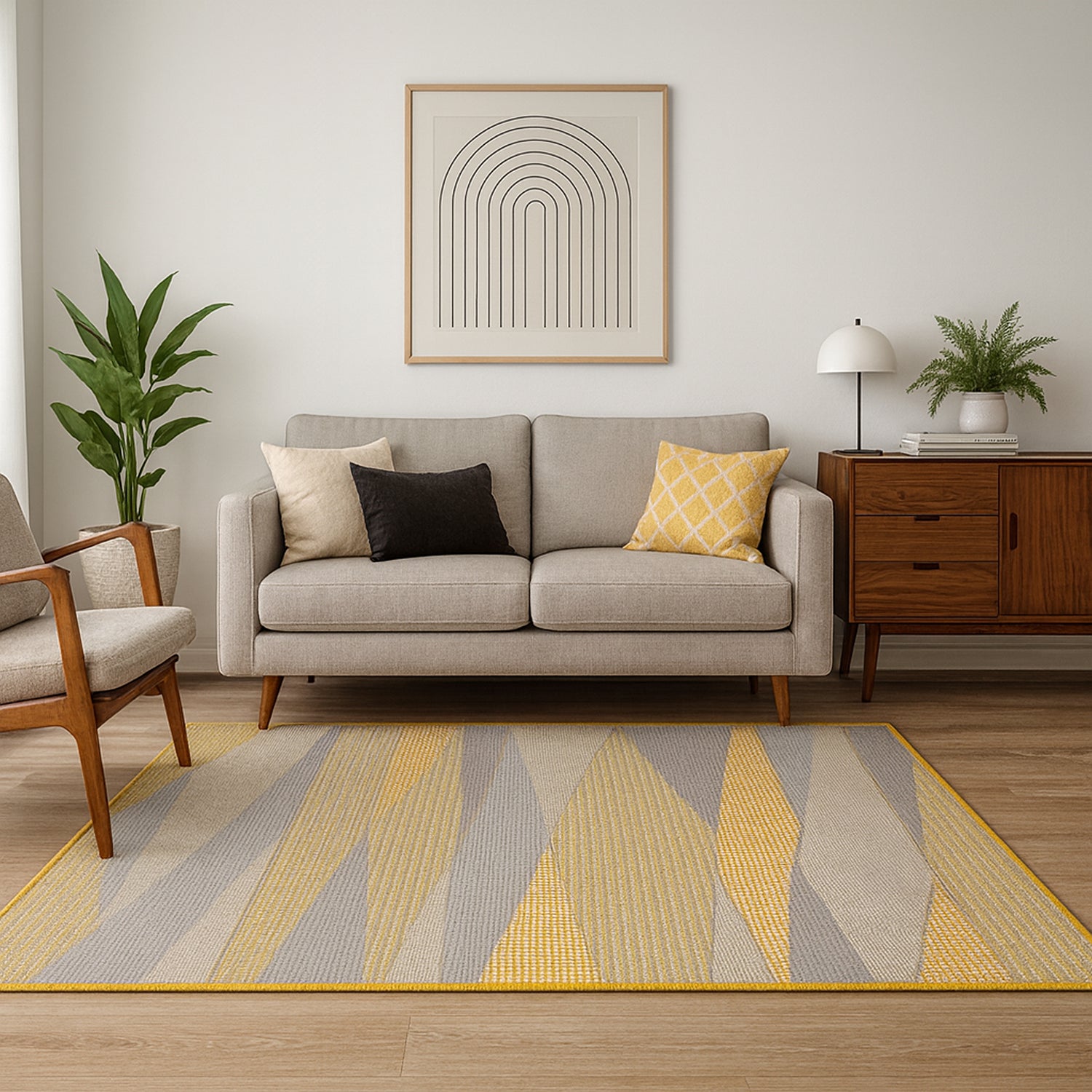 Alfombra Colors Café y Amarillo 150x100cm Rectangular Suave para Sala De Estar de Figuras Abstractas