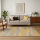 Alfombra Colors Café y Amarillo 150x100cm Rectangular Suave para Sala De Estar de Figuras Abstractas