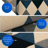 Alfombra Oregon Azul y Negro 100x50cm Rectangular Suave para Banho de Rombos