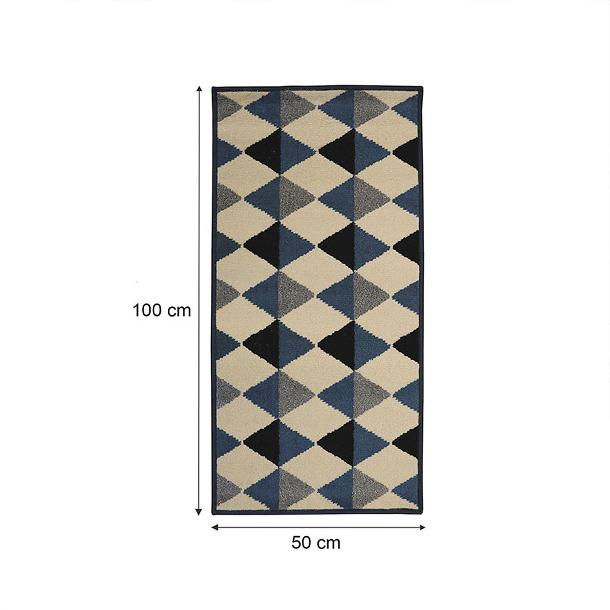 Alfombra Oregon Azul y Negro 100x50cm Rectangular Suave para Banho de Rombos