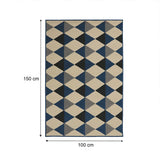 Alfombra Oregon Azul y Negro 150x100cm Rectangular Suave para Banho de Rombos