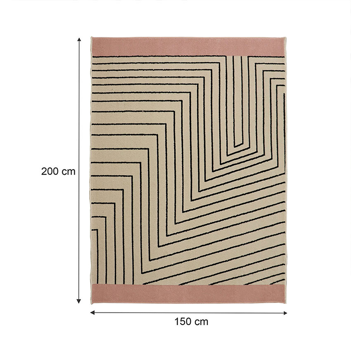 Alfombra Oregon Beige y Negro Germany 200x150cm Rectangular Suave para Dormitorio de Lineas