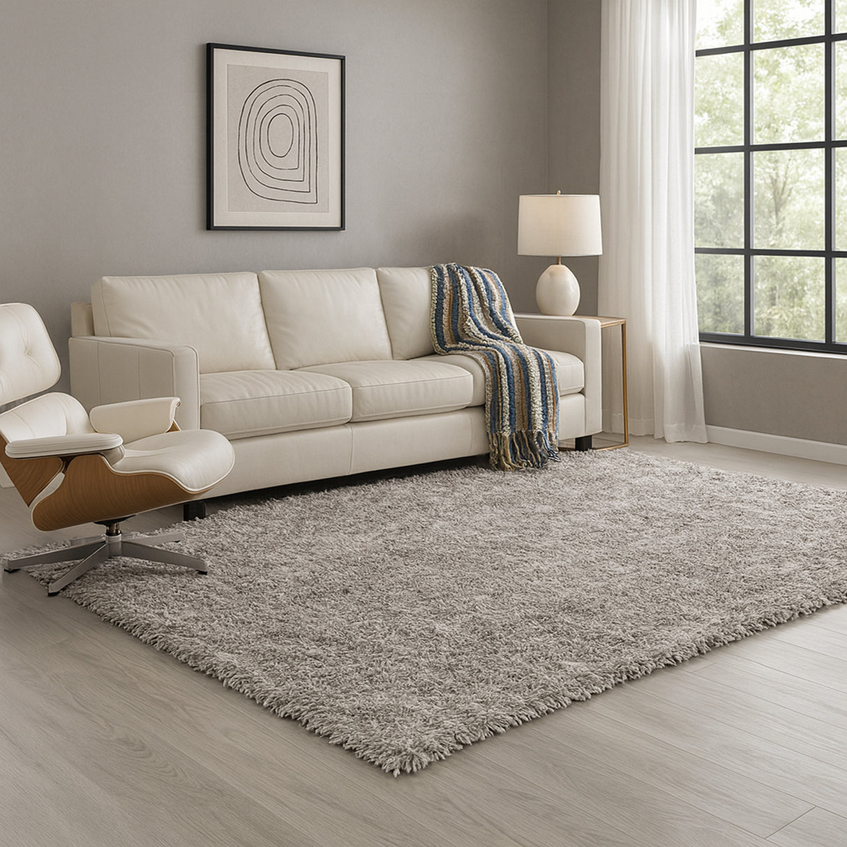 Alfombra Hawaii Gris 200x150cm Rectangular Suave para Sala De Estar Fondo Entero