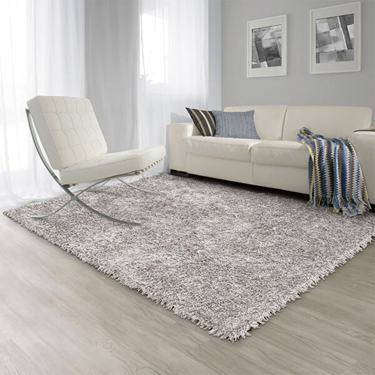 Alfombra Hawaii Gris 200x150cm Rectangular Suave para Sala De Estar Fondo Entero