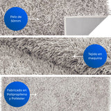 Alfombra Hawaii Gris 200x150cm Rectangular Suave para Sala De Estar Fondo Entero