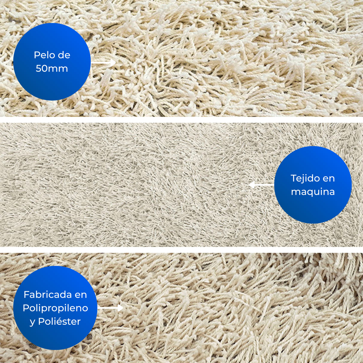 Alfombra Hawaii Blanco Crema 100x50cm Rectangular Suave para Sala De Estar Fondo Entero