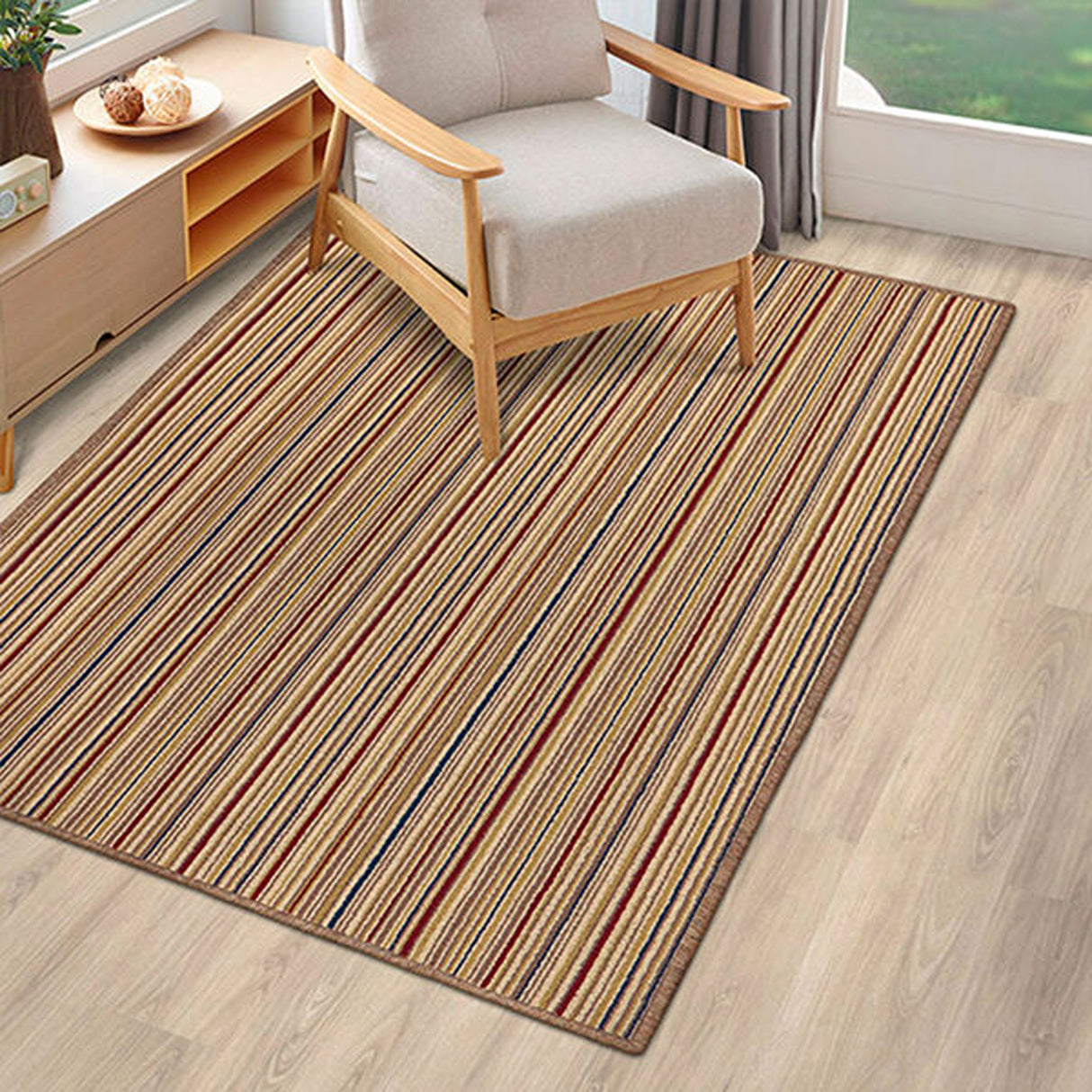 Alfombra Newark Multicolor 150x100cm Rectangular Suave para Sala De Estar de Lineas