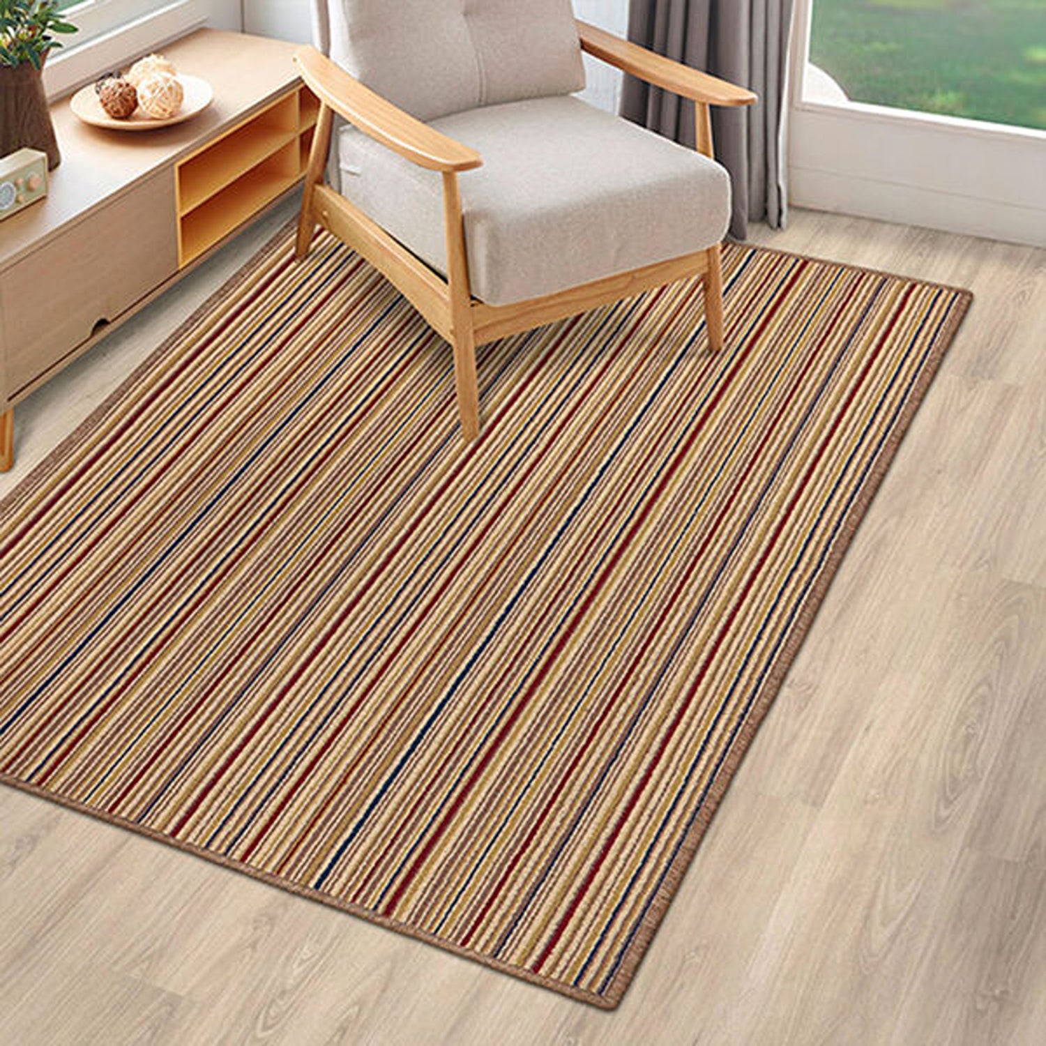 Alfombra Newark Multicolor 150x100cm Rectangular Suave para Sala De Estar de Lineas