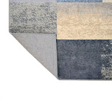 Alfombra Florida Azul y Beige 200x150cm Rectangular Suave para Dormitorio de Cuadros Y Rectangulos