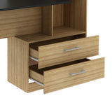 Biblioteca con Escritorio Poli Almendra y Negro 138x137.5cm con Seis Entrepaños y con Dos Cajones