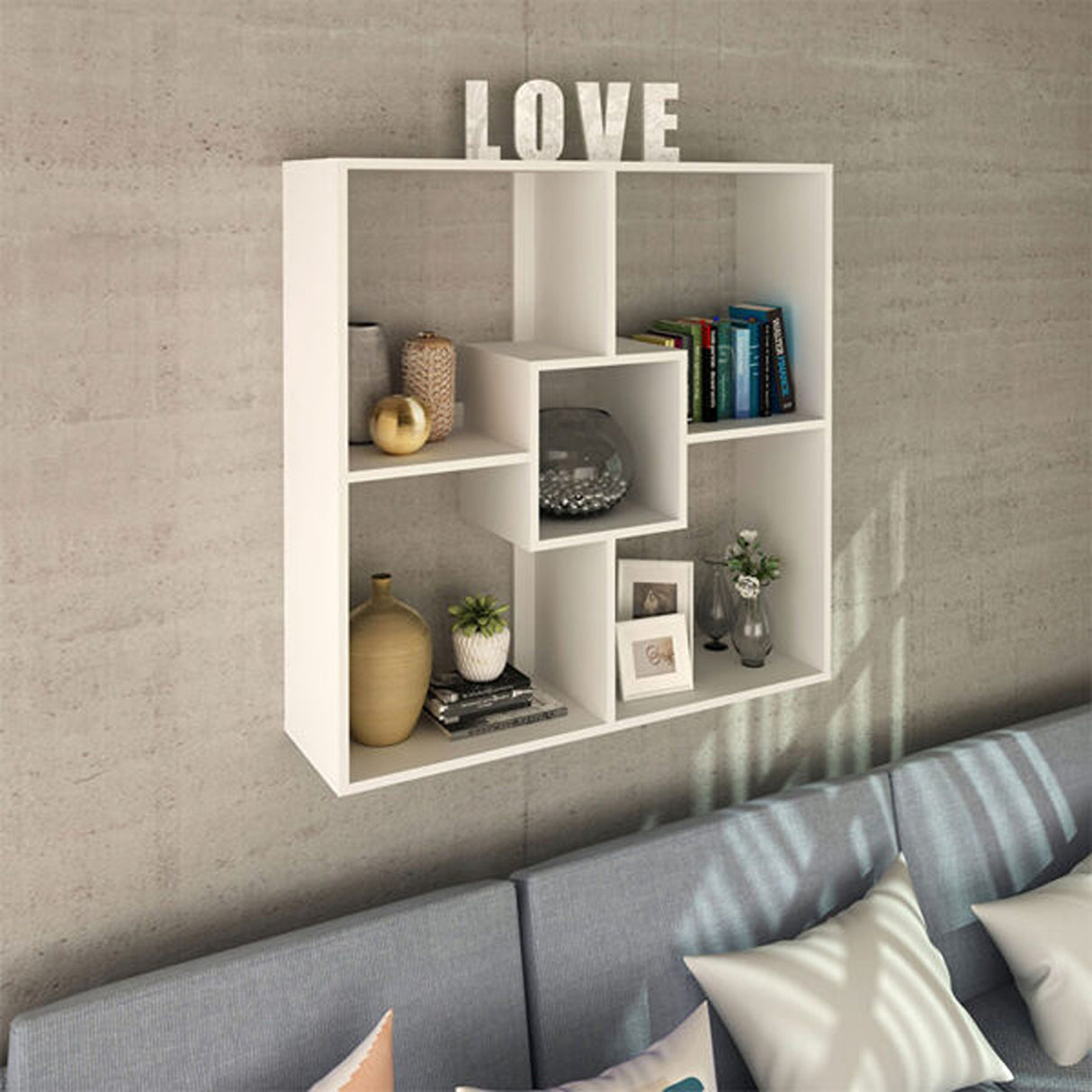 Estante Gracia Blanco 90x90cm con Cinco Entrepaños