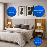 Cabecero Ajustable Elena Almendra y Blanco 257x130cm Para Cama Doble
