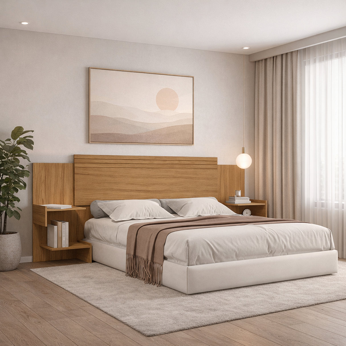Cabecero Ajustable Aurora Almendra 230x107cm Para Cama Doble