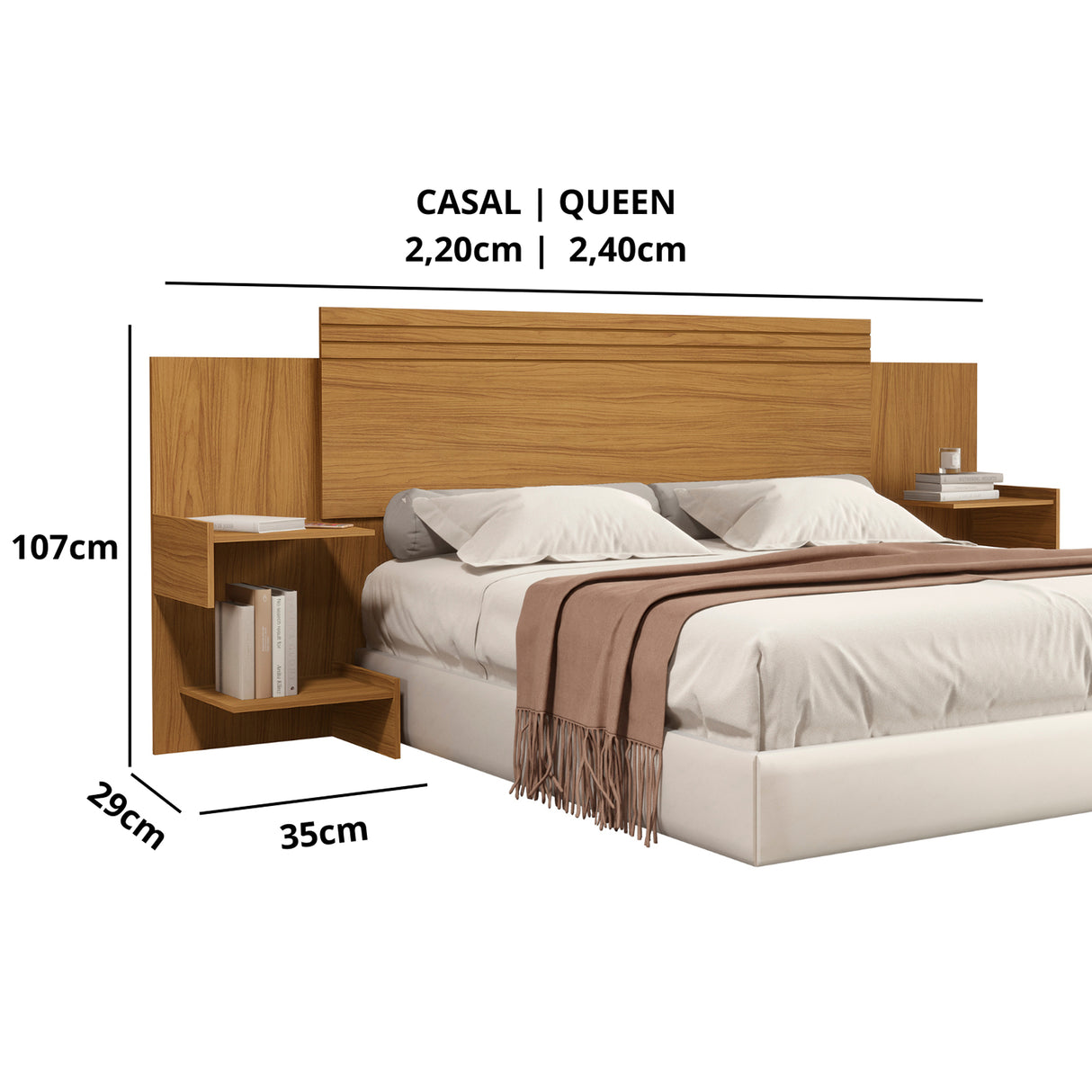 Cabecero Ajustable Aurora Almendra 230x107cm Para Cama Doble
