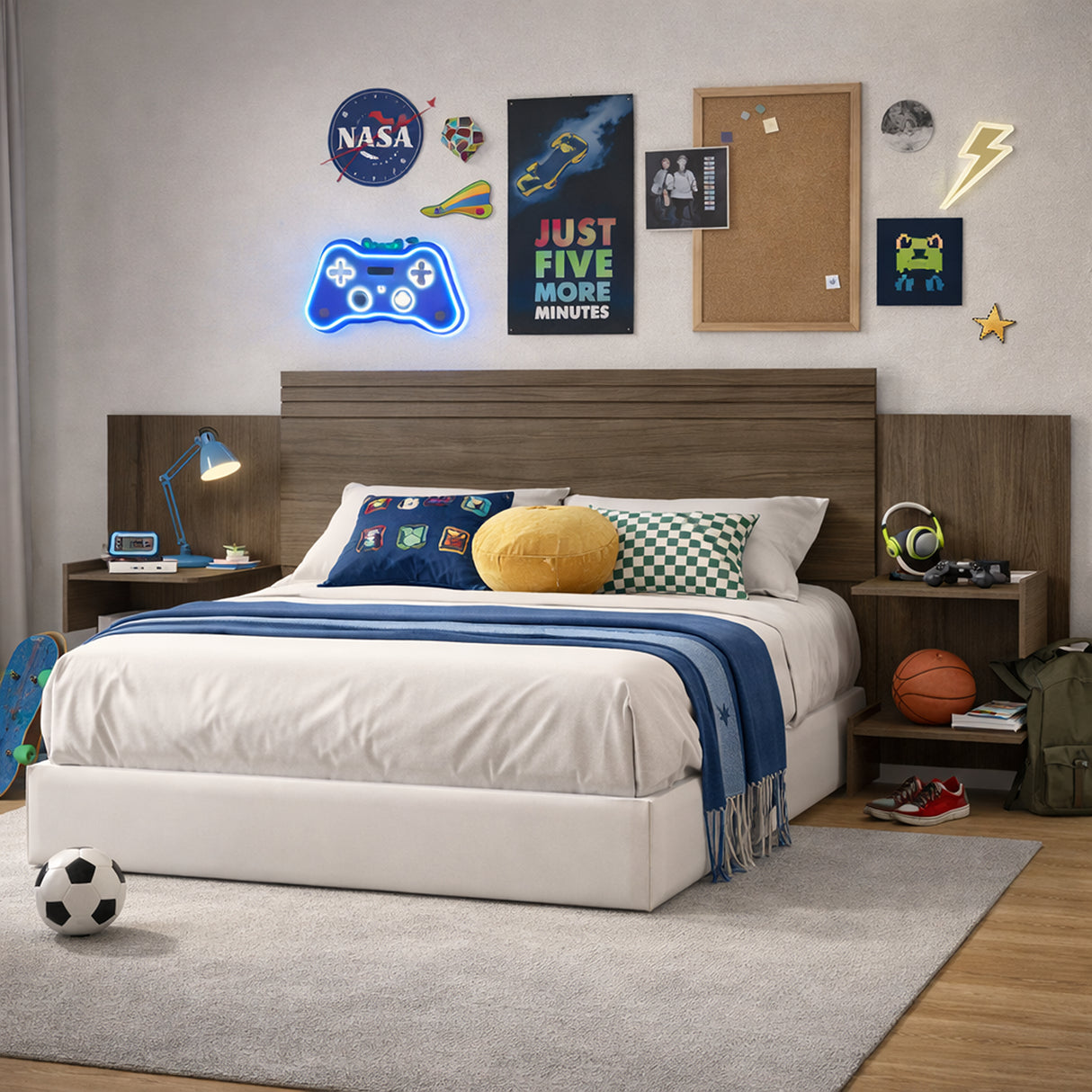 Cabecero Ajustable Aurora Marrón 230x107cm Para Cama Doble