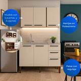 Cocina Modular Canna Café y Blanco 120X144.5cm sin Mesón y sin Pozuelo