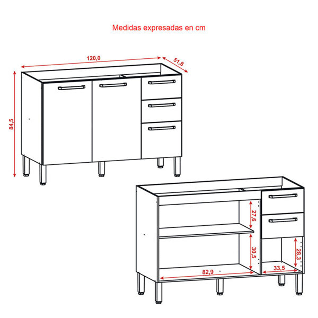 Cocina Modular Canna Café y Blanco 120X144.5cm sin Mesón y sin Pozuelo