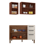 Cocina Modular Canna Café y Blanco 120X144.5cm sin Mesón y sin Pozuelo