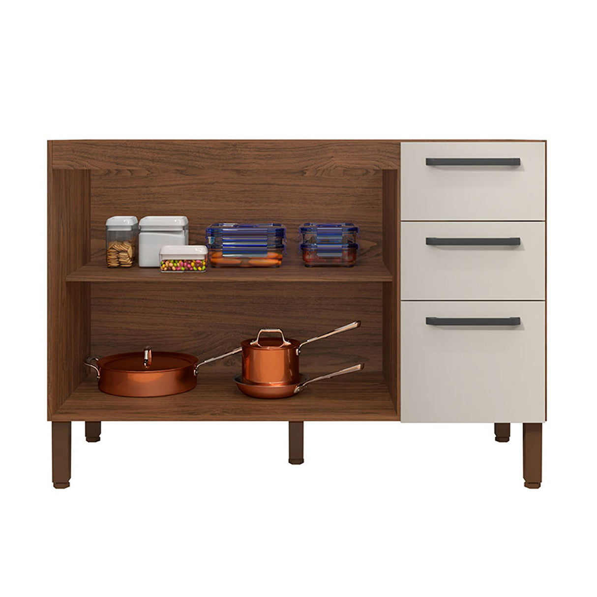 Cocina Modular Canna Café y Blanco 120X144.5cm sin Mesón y sin Pozuelo
