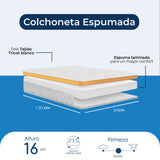 Colchoneta Blanco Infantil 60 X 130 Cm Firmeza Medio de Espuma