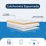 Colchoneta Blanco Infantil 70 X 130 Cm Firmeza Medio de Espuma