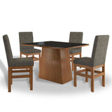 Comedor Toledo Almendra 120x78cm Cuadrado de Cuatro Puestos con Cuatro Sillas
