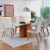Comedor Aurora Café y Gris 160x78cm Cuadrado de de Seis Puestos con Seis Sillas