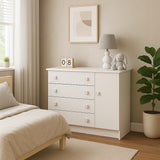 Cómoda San Pablo Blanco 93x79cm de Cuatro Hileras con Cuatro Cajones