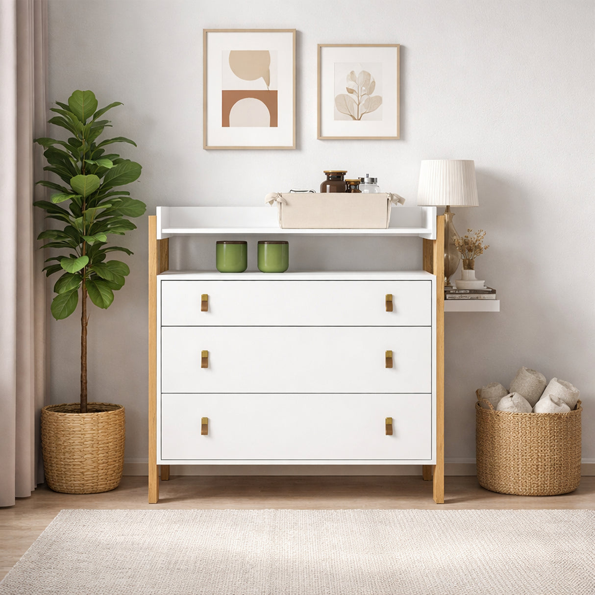 Cómoda Fantasia Blanco 88.2x93cm de Tres Hileras con Tres Cajones