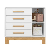 Cómoda Slim Blanco y Almendra 94x84cm de Cuatro Hileras con Cuatro Cajones