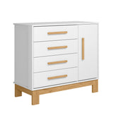 Cómoda Slim Blanco y Almendra 94x84cm de Cuatro Hileras con Cuatro Cajones