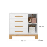 Cómoda Slim Blanco y Almendra 94x84cm de Cuatro Hileras con Cuatro Cajones