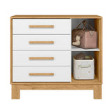 Cómoda Slim Almendra y Blanco 94x84cm de Cuatro Hileras con Cuatro Cajones