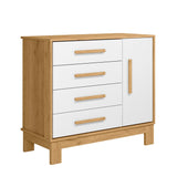 Cómoda Slim Almendra y Blanco 94x84cm de Cuatro Hileras con Cuatro Cajones