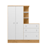 Cómoda con Closet Madrid Blanco y Almendra 120.6x141.8cm de Tres Hileras con Tres Cajones