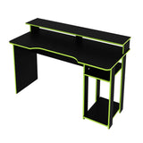 Escritorio Boloia Negro y Verde 136x89.5cm con Dos Compartimientos