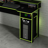 Escritorio Boloia Negro y Verde 136x89.5cm con Dos Compartimientos