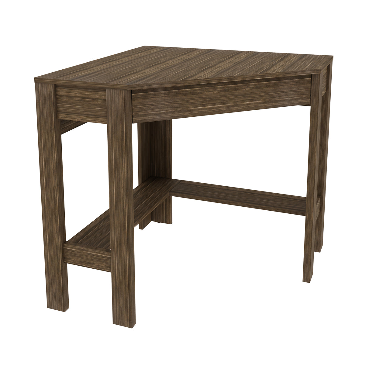 Escritorio Esquinero Dallas Nogal 76.5x74.5cm con Un Cajón y con Organizador de Libros