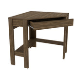 Escritorio Esquinero Dallas Nogal 76.5x74.5cm con Un Cajón y con Organizador de Libros