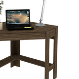 Escritorio Esquinero Dallas Nogal 76.5x74.5cm con Un Cajón y con Organizador de Libros