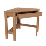 Escritorio Esquinero Dallas Almendra 76.5x74.5cm con Un Cajón y con Organizador de Libros