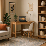 Escritorio Esquinero Dallas Almendra 76.5x74.5cm con Un Cajón y con Organizador de Libros